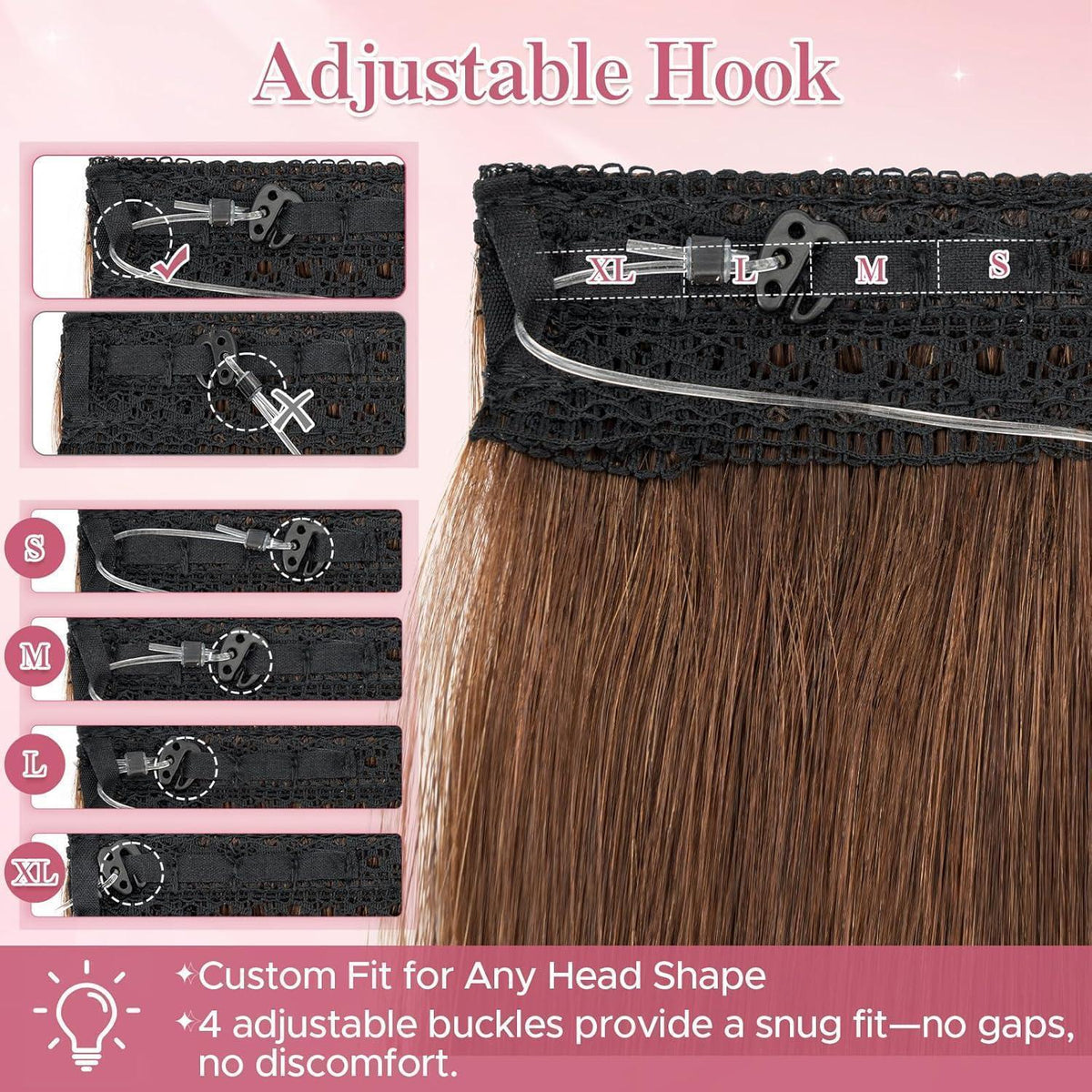 Echthaar Haarverlängerung Draht Tresse Mittelbraun 50cm