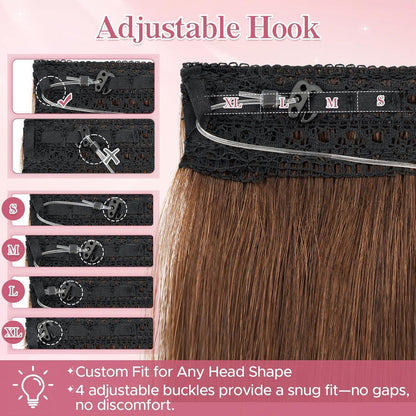Echthaar Haarverlängerung Draht Tresse Mittelbraun 50cm