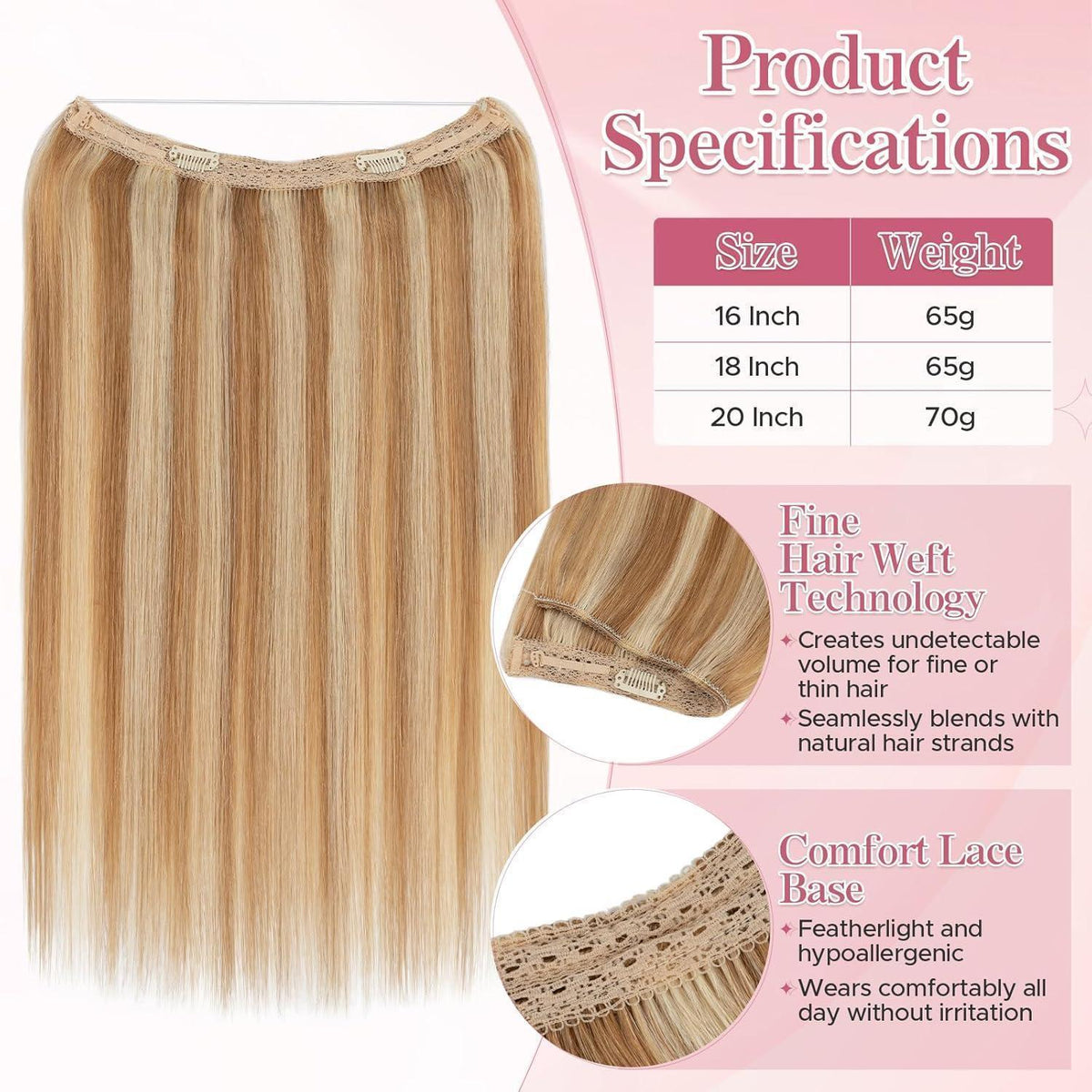 Remy Echthaar Extension – Unsichtbare Tresse, 40cm, #12p613