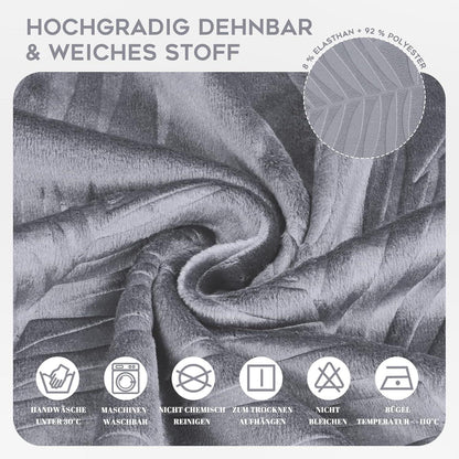 Stretch Stuhlhussen 6er Set – Hellgrau, Kurzflor
