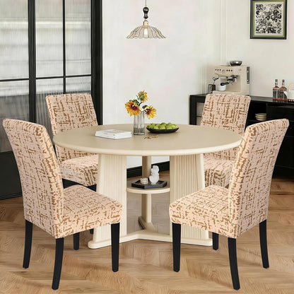 Stretch Stuhlhussen Set 4er – Camel | Jacquard, Waschbar