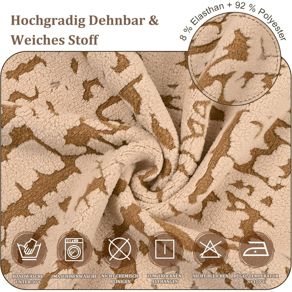 Stretch Stuhlhussen Set 4er – Camel | Jacquard, Waschbar