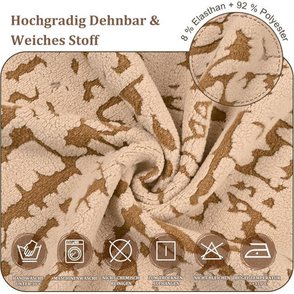 Stretch Stuhlhussen Set 4er – Camel | Jacquard, Waschbar