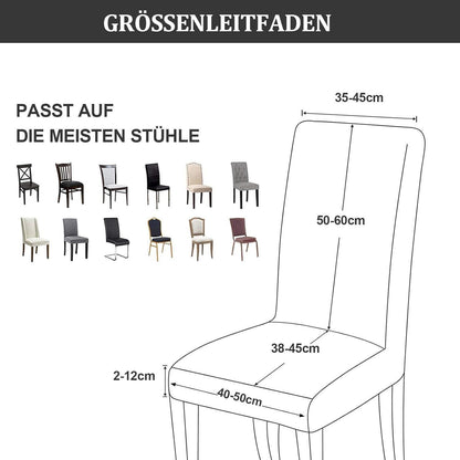 Stretch Stuhlhussen Set 4er - Hellgrau, Kurzflor Jacquard