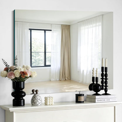 Rahmenloser Badezimmerspiegel 75x90 cm – HD Spiegelung, Robust & Modern