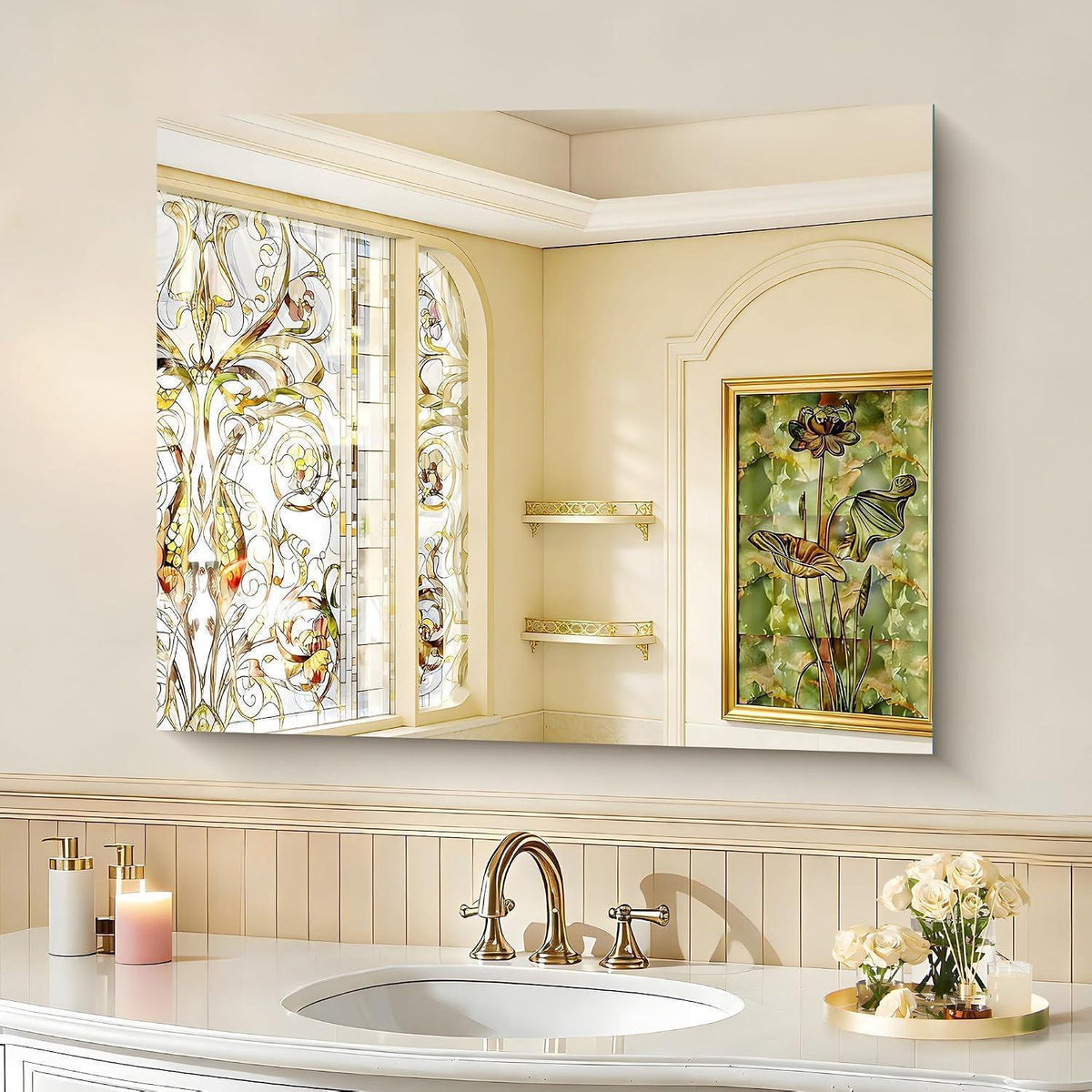 Rahmenloser Badezimmerspiegel 75x90 cm – HD Spiegelung, Robust & Modern