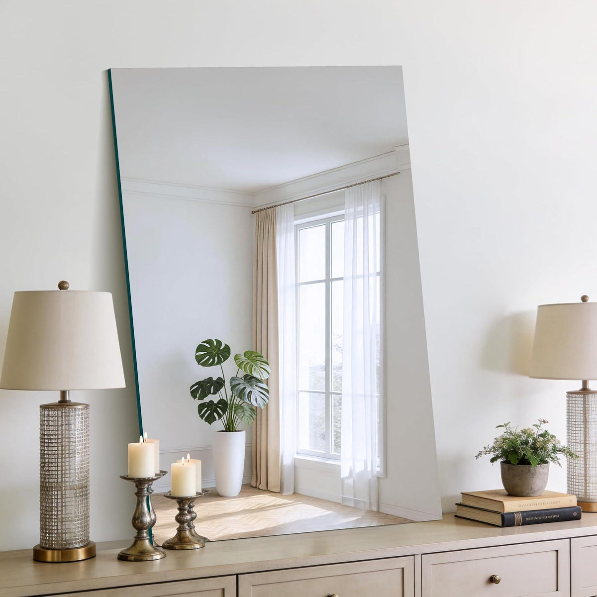Rahmenloser Badezimmerspiegel 60x90 cm – HD Spiegelung, Robust & Modern