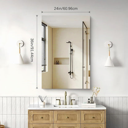 Rahmenloser Badezimmerspiegel 60x90 cm – HD Spiegelung, Robust & Modern