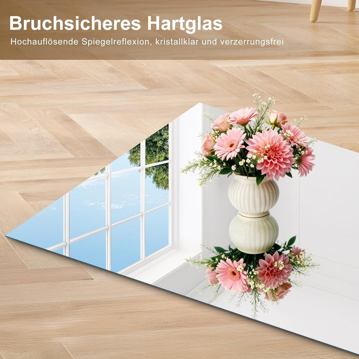Rahmenloser Badezimmerspiegel 60x90 cm – HD Spiegelung, Robust & Modern