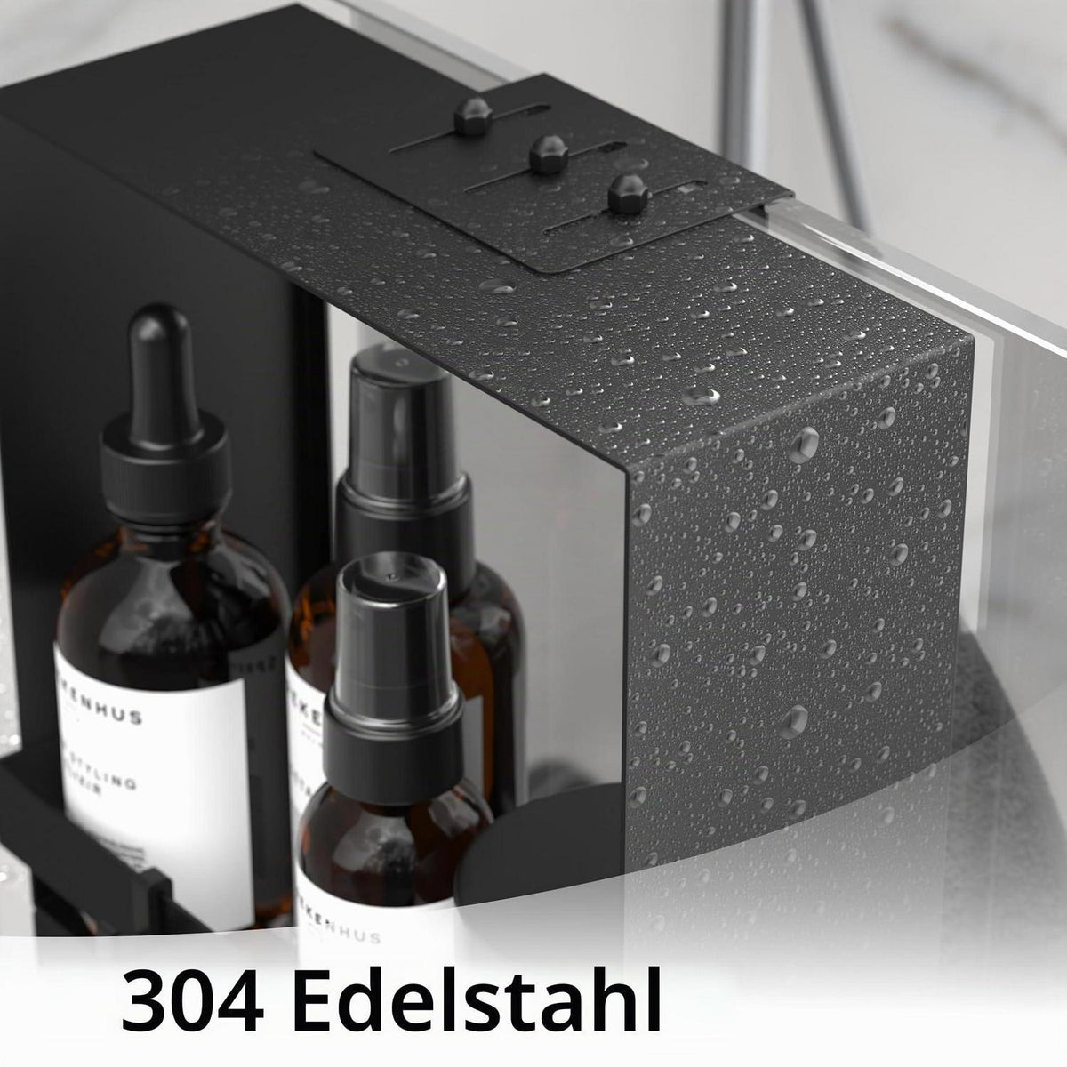 Hängende Duschablage ohne Bohren, 3-stufig, Schwarz