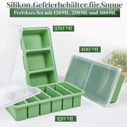 Silikon Gefrierformen Set mit Deckel & Stahlrahmen (125/250/400ml)