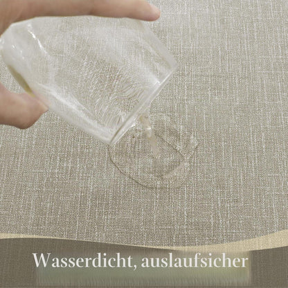 Runde Wachstuch Tischdecke 120 cm – Grün Leinenoptik, wetterfest