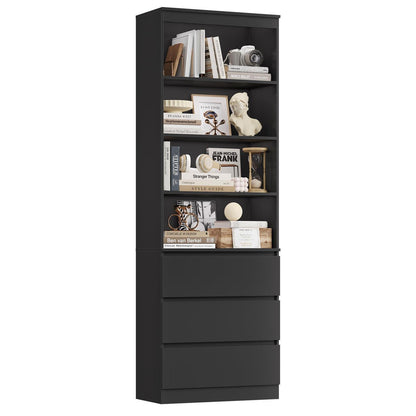 Bücherregal Hochschrank mit Schubladen & verstellbaren Ablagen