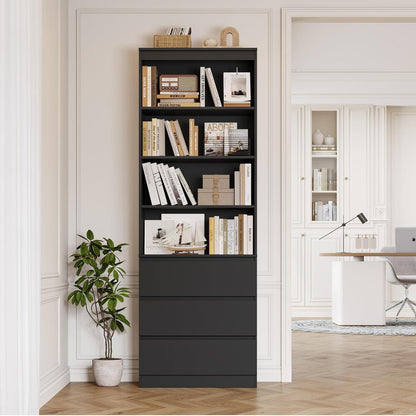 Bücherregal Hochschrank mit Schubladen & verstellbaren Ablagen