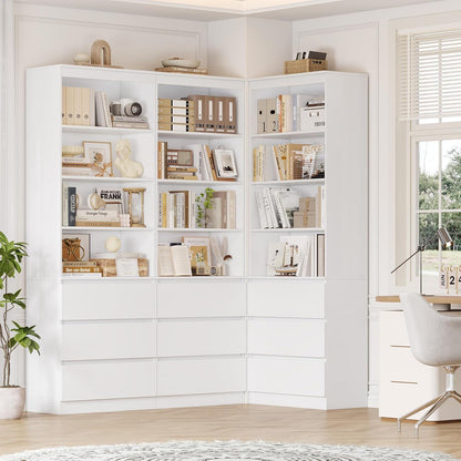 Bücherregal Hochschrank mit Schubladen & verstellbaren Ablagen