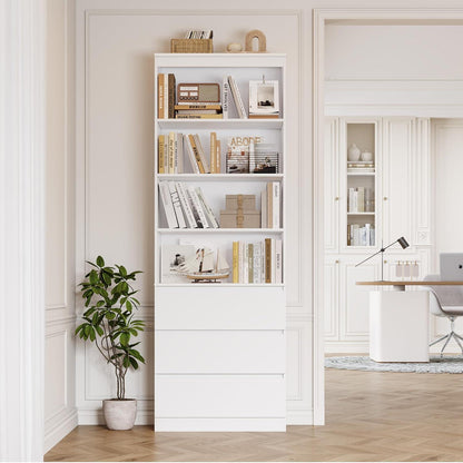 Bücherregal Hochschrank mit Schubladen & verstellbaren Ablagen