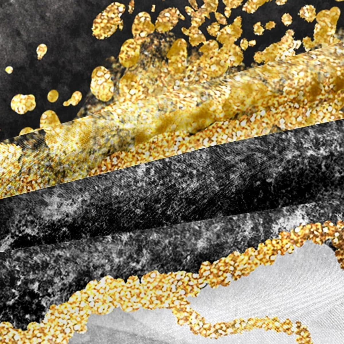 4tlg. Bettwäsche Set Marmor Gold Schwarz 135x200 cm Mikrofaser