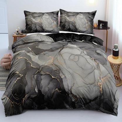 Marmor Bettwäsche Set 135x200 cm, 4-teilig, Schwarz