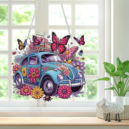 5D Diamantmalerei Anhänger Schmetterling Blumen Fensterbild