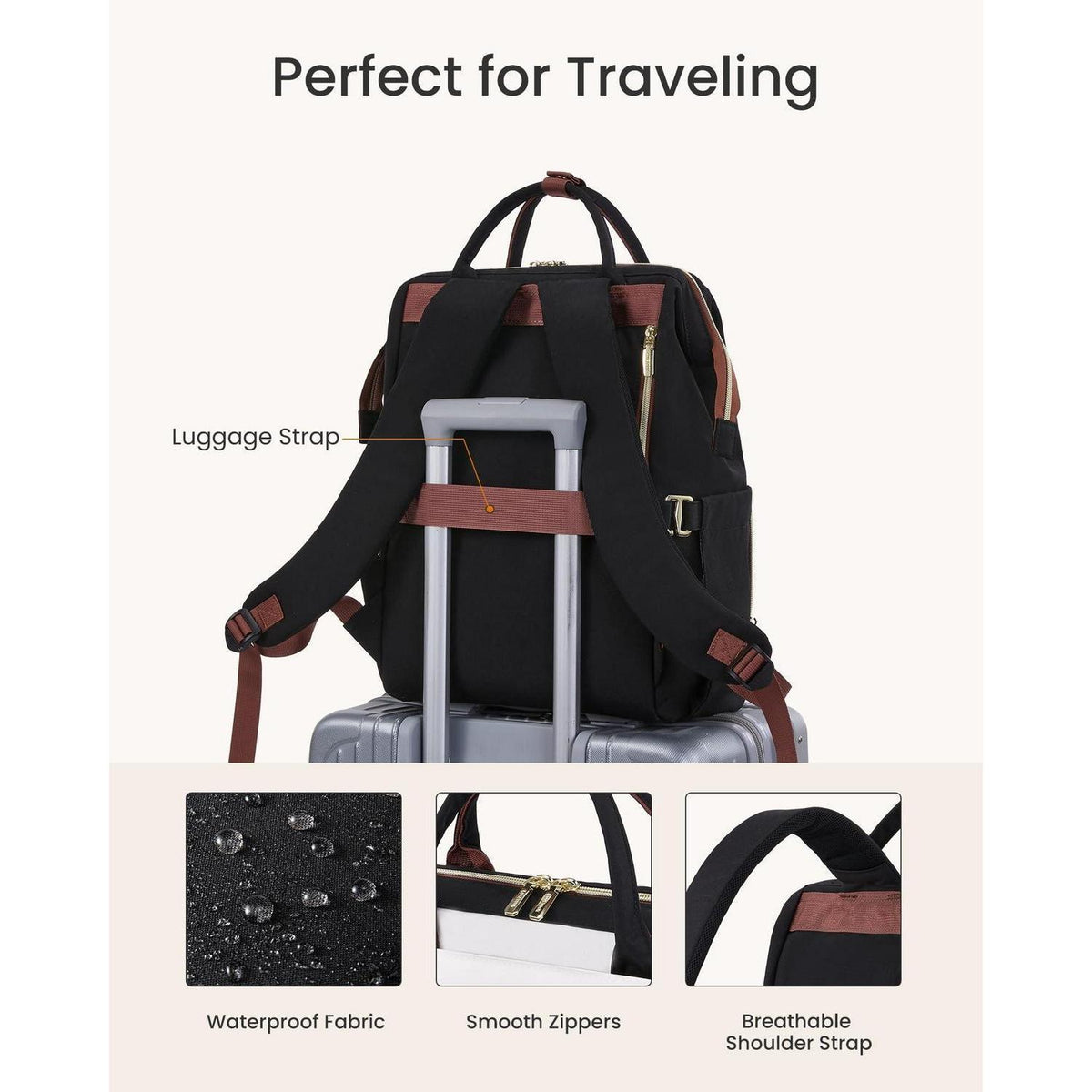 Laptop Rucksack Damen 15,6 Zoll – Wasserdichter Schulrucksack für Reisen