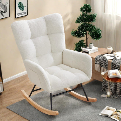 Schaukelstuhl Relaxsessel Weiß – Bequemer Wohnzimmer Sessel