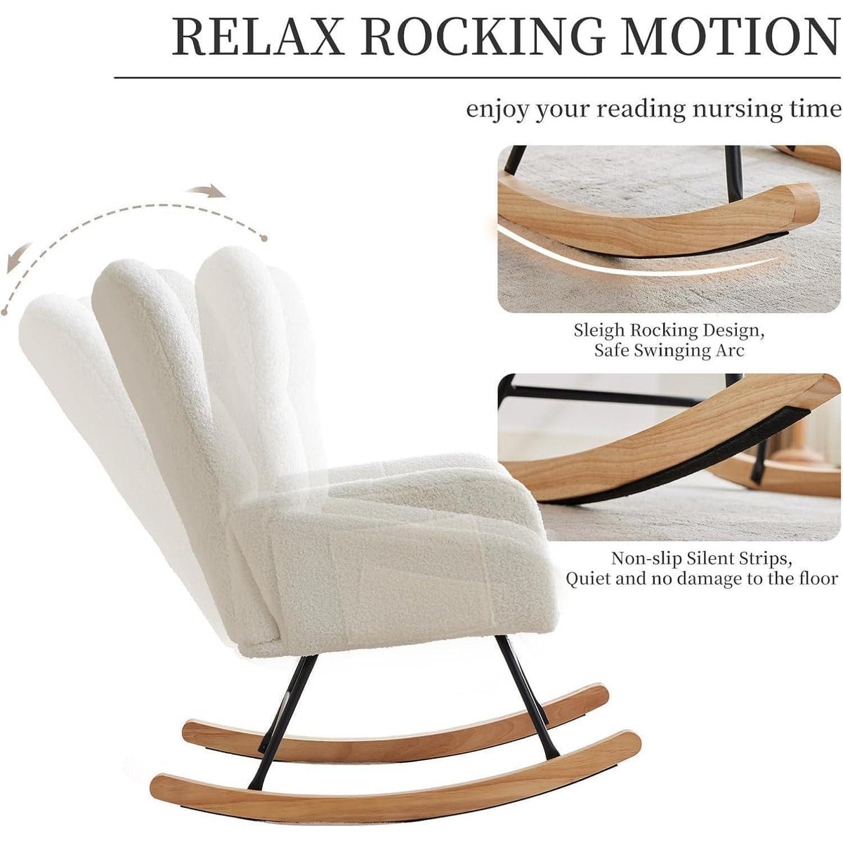 Schaukelstuhl Relaxsessel Weiß – Bequemer Wohnzimmer Sessel