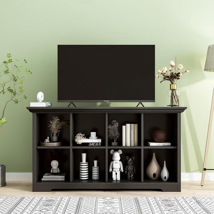 OSCHF 8-Fächers Bücherregal mit Sockel – Modernes Holzregal Schwarz