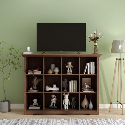 OSCHF 12-Fächer Bücherregal mit Sockel – Modernes Holzregal Walnuss