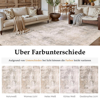 Abstrakt Wohnzimmer Teppich Creme 160x230cm Waschbar Rechteckig