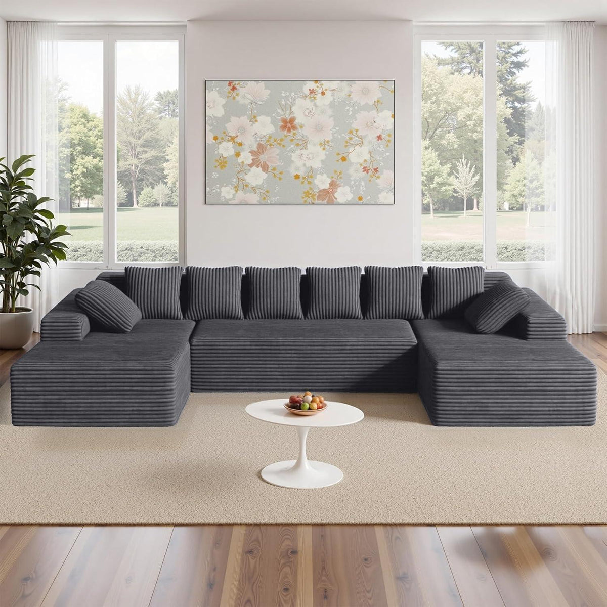 Modulare U-förmige Couch – 3-Sitzer, Grau, Boneless Design