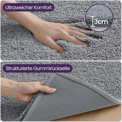 Flauschiger Badezimmerteppich 60x110 cm – Rutschfest & Saugfähig