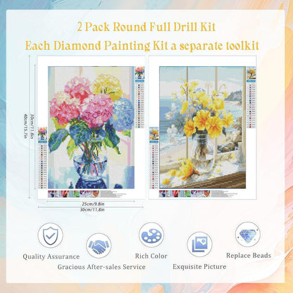 Diamant Painting 2er Set Blumen 5D Bastelset Wohnzimmer Deko