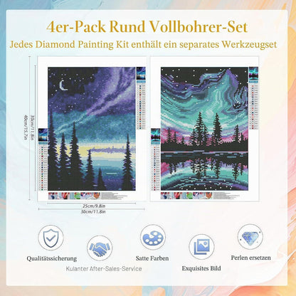 5D Diamantmalerei Set Bunter Himmel A 4er, 30x40 cm