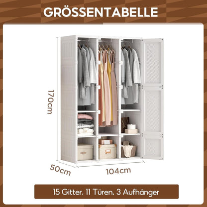 Zusammenklappbarer Kleiderschrank mit Kleiderstange & Magnettüren