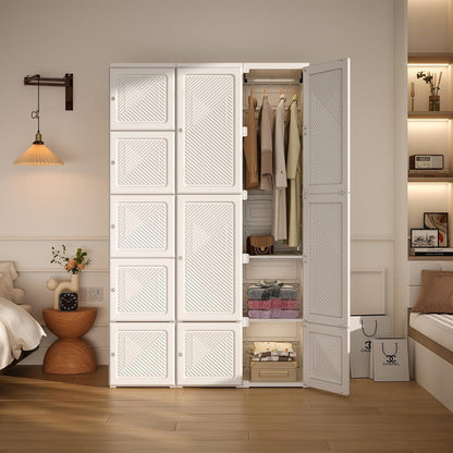 Zusammenklappbarer Kleiderschrank mit Kleiderstange & Magnettüren