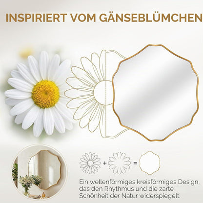 Organischer Sechseck Wandspiegel Gold 90x80 cm