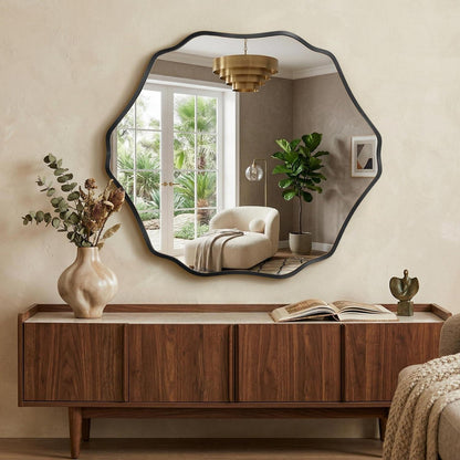 Sechseck Wandspiegel mit Aluminiumrahmen – 90x80 cm