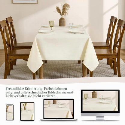 Abwaschbare Tischdecke 350x150 cm – Beige Leinenoptik