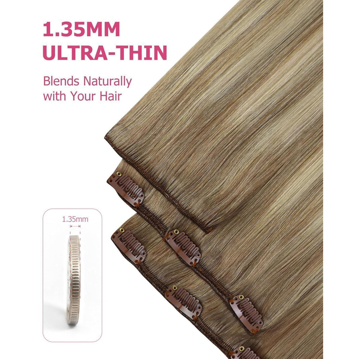 Echthaar Clip-in Extensions Ombre 50cm - Volumengeber