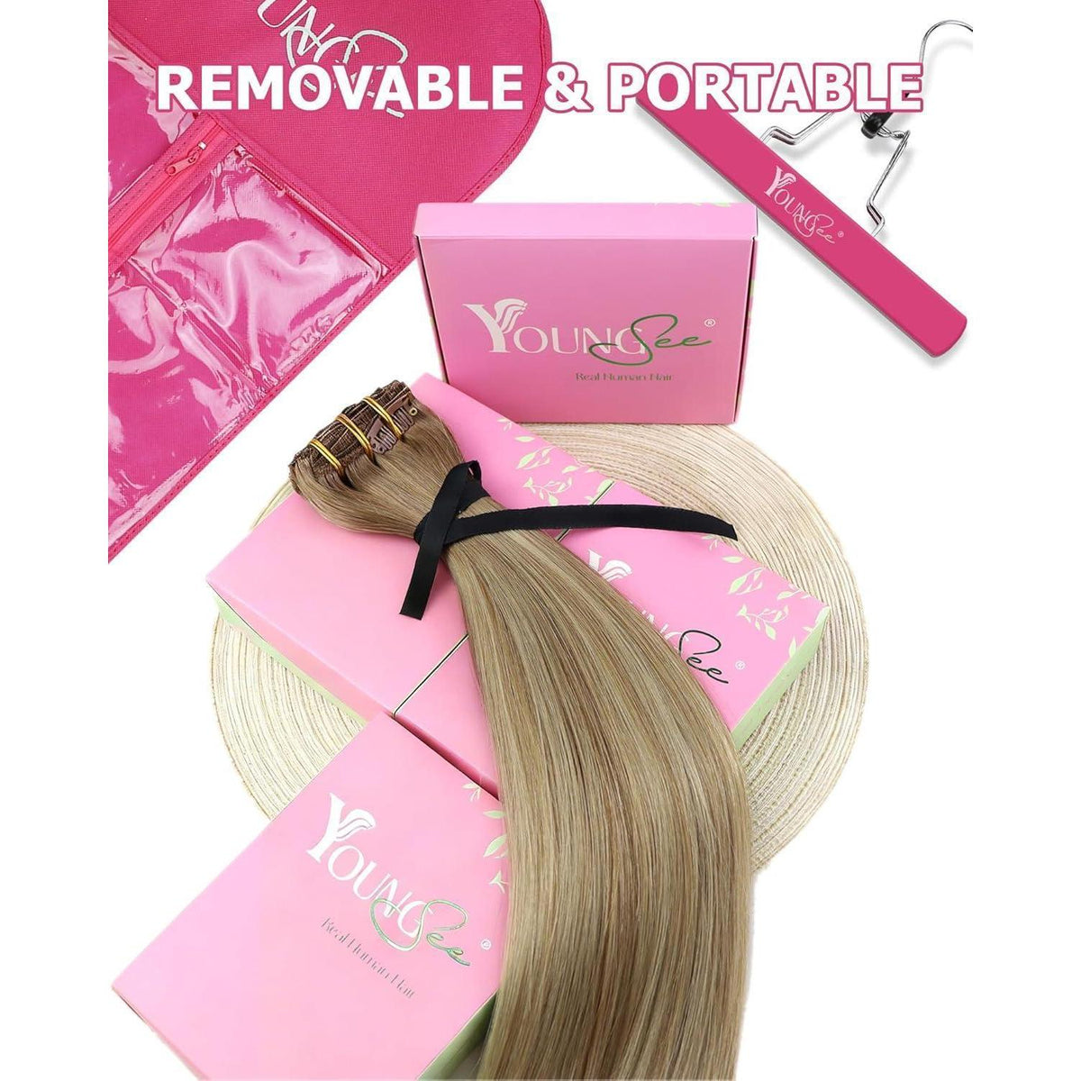 Echthaar Clip-in Extensions Ombre 50cm - Volumengeber