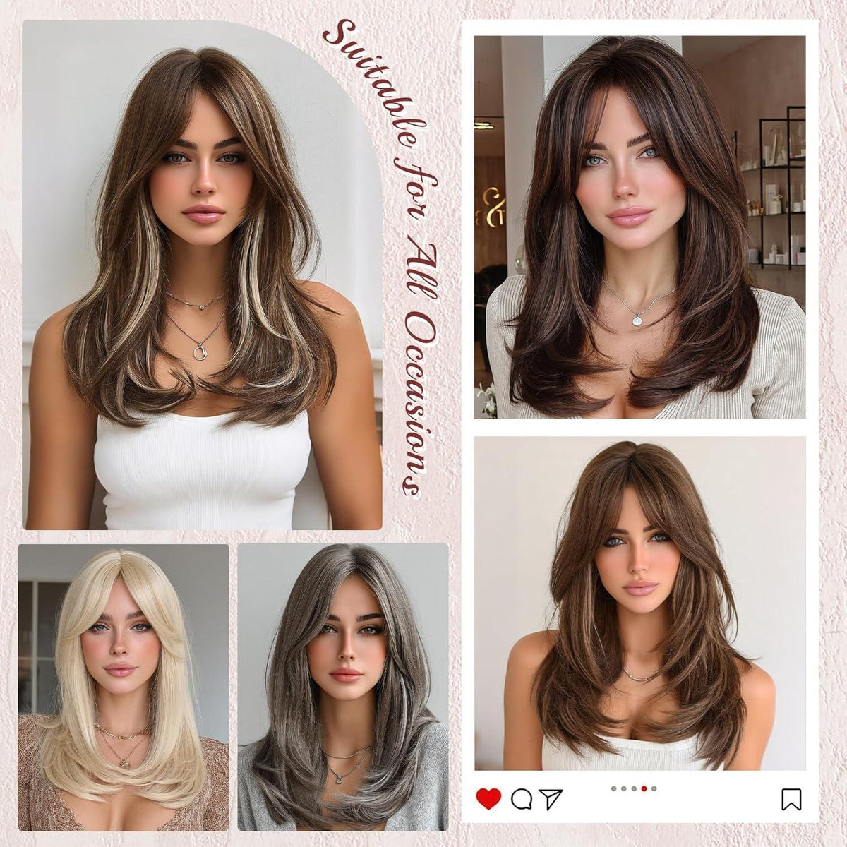 Lange graue Lace Front Perücke mit Pony – Synthetik Haarperücke