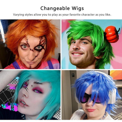 Rosa gewellte Anime Perücke mit Pony – Halloween Cosplay Perücke
