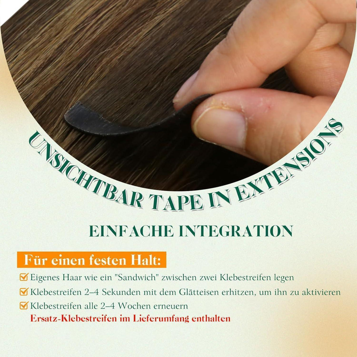 Echthaar Tape Extensions Braun Ombre 55cm - Remy Menschenhaar