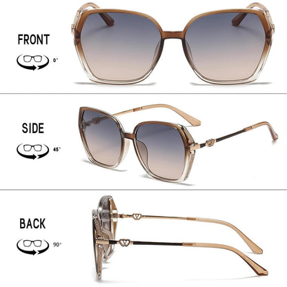 Sonnenbrille Damen Schmetterling Groß Braun 54mm UV Schutz