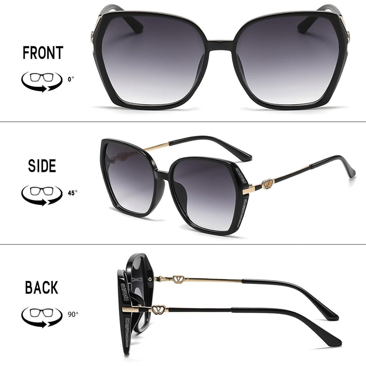 Sonnenbrille Damen Schmetterling Groß – Schwarze UV-Brille 54mm