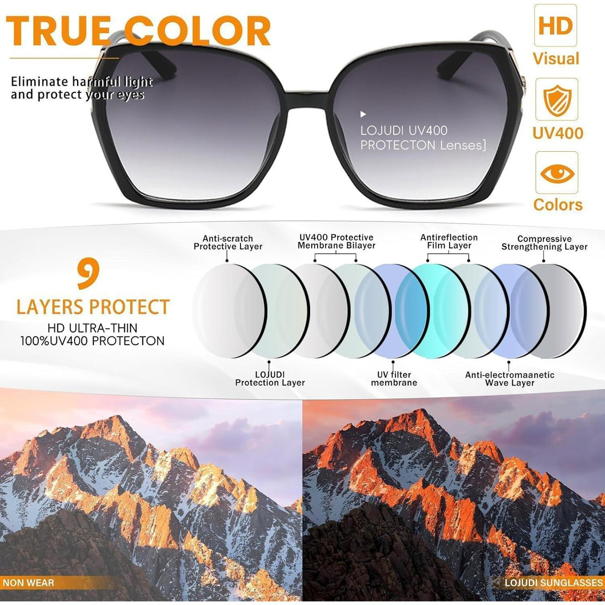 Sonnenbrille Damen Schmetterling Groß – Schwarze UV-Brille 54mm
