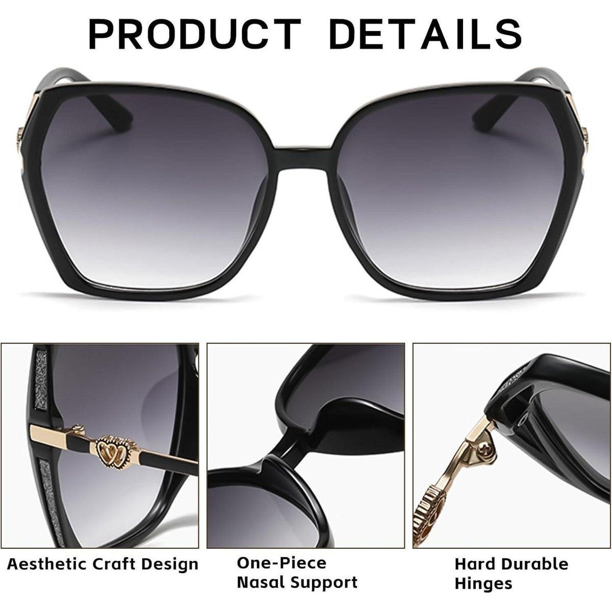 Sonnenbrille Damen Schmetterling Groß – Schwarze UV-Brille 54mm