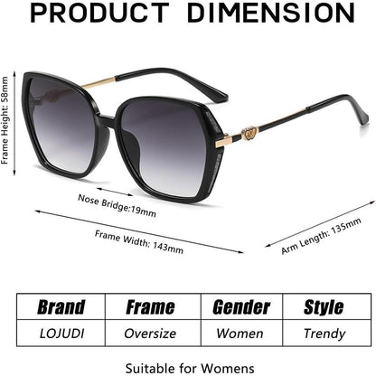 Sonnenbrille Damen Schmetterling Groß – Schwarze UV-Brille 54mm