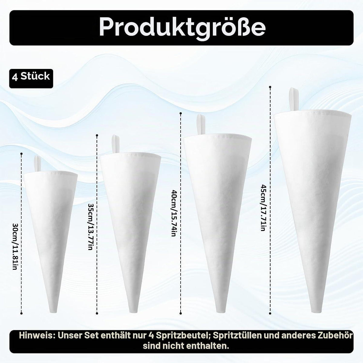 Baumwoll Spritzbeutel Set – 4 Größen für Kuchen & Torten
