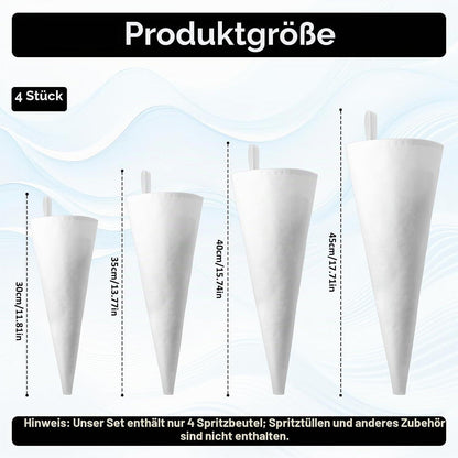 Baumwoll Spritzbeutel Set – 4 Größen für Kuchen & Torten